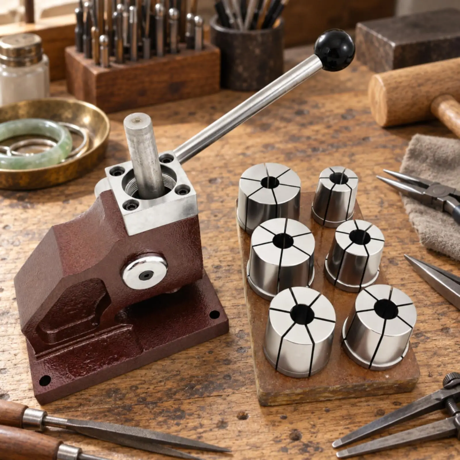 Hand-Operated Metal Bracelet Expanding Tool Sturdy Bracelet Expanding Tool with 6 Segmented Dies for Jewelry Makers, Goldsmiths