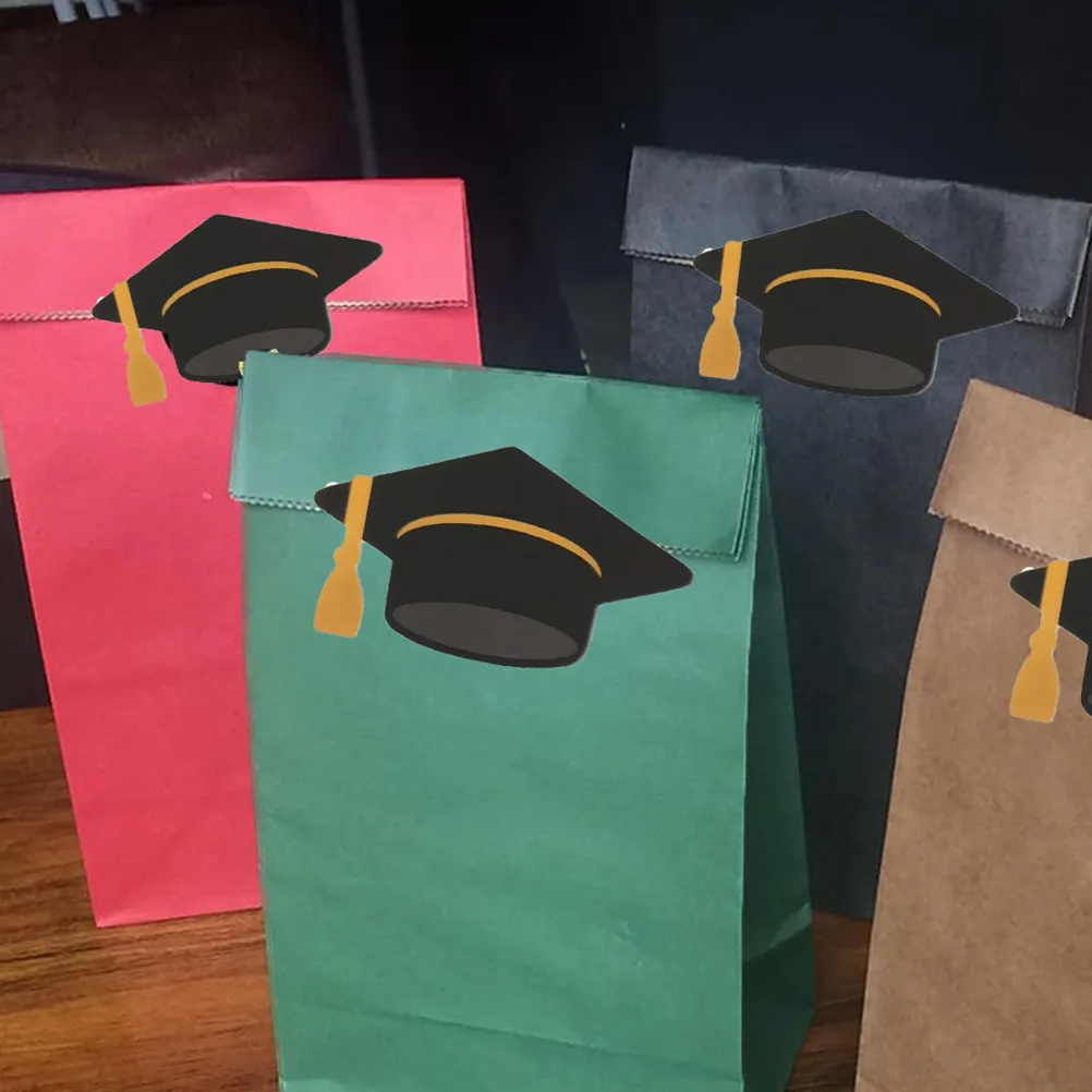 

10 Sheets Graduation Cap Stickers Creative Self-Adhesive Sealing Labels for Gift Packaging Scrapbooking Cards Envelopes Candy