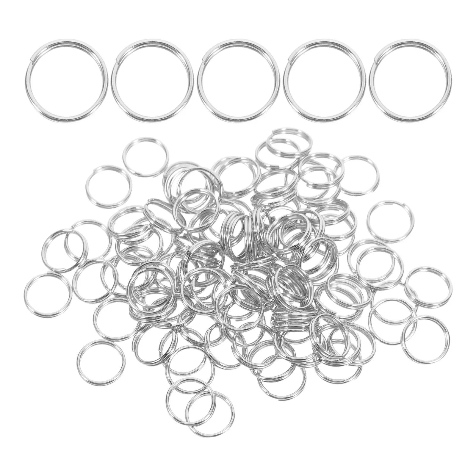 100Pcs 10Mm Stainless Steel Split Key Rings Glossy Rust Resistant Flat Design Secure Closure for Handmade Jewelry Crafts Bulk