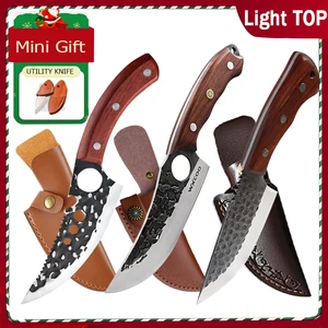 Stainless steel -forged butcher knife, multipurpose kitchen knives, fruit cutting, meat, mini knife barbecue knife, gift 10 Main Sales Handmade Knives for Barbecue - №3