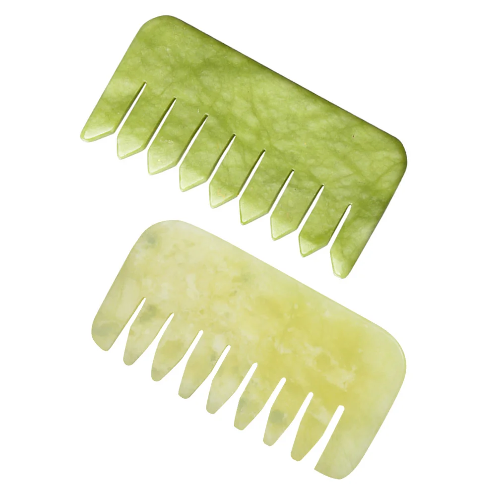 

2 Pcs Massage Comb Scalp Massager Combs Portable Gua Sha Tools Jade Head Scraping Natural Miss