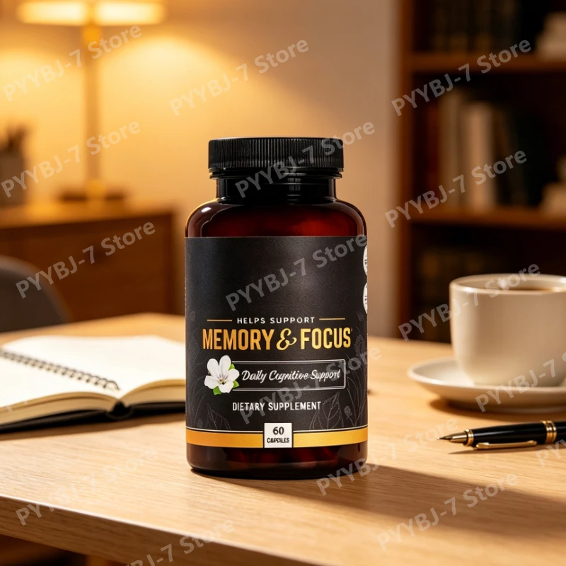 

Brain Support Capsules for Memory Focus and Cognitive Health Daily Use Dietary Supplement 60 Count OEM Vegetarian Formula