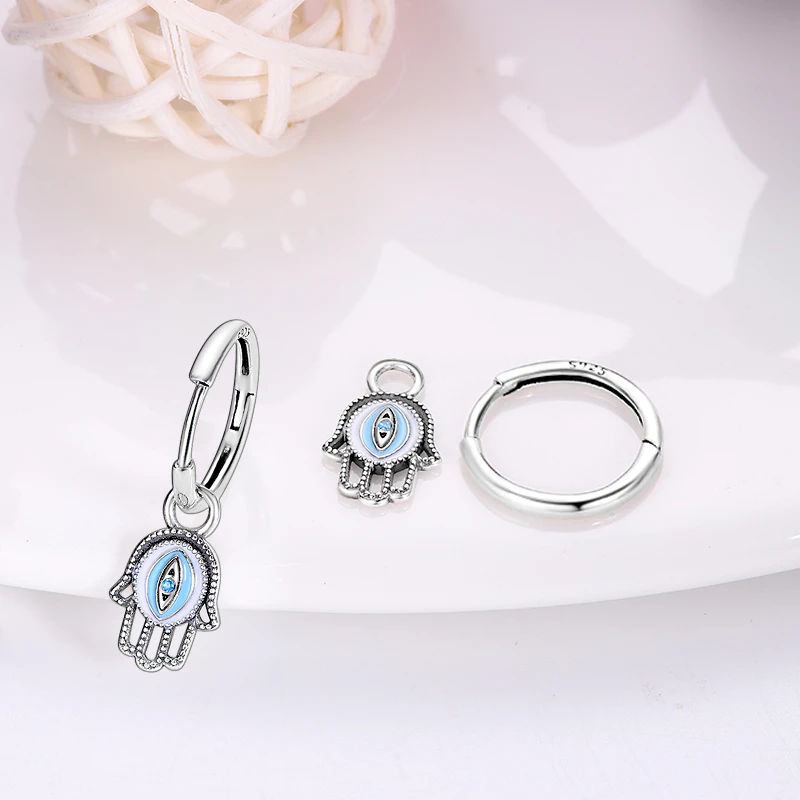 Neutral 925 Sterling Silver Dreamcatcher Net Devil\'s Eye Beautiful Wishes Earrings Fit For Engagement Parties Exquisite Jewelry