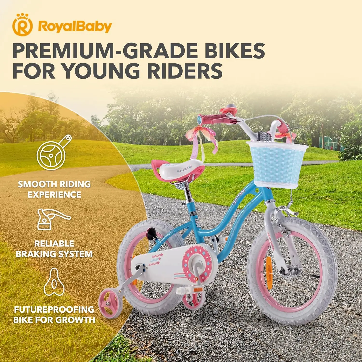 Dziewczęcy rower EZ Bike Stargirl Treningowy Bez Biegów Balansowy do Pedalowania Łatwy w Uczącej się Rower, Niebieski 12 Calowy Podstawowy (Hamulec Tarczowy)