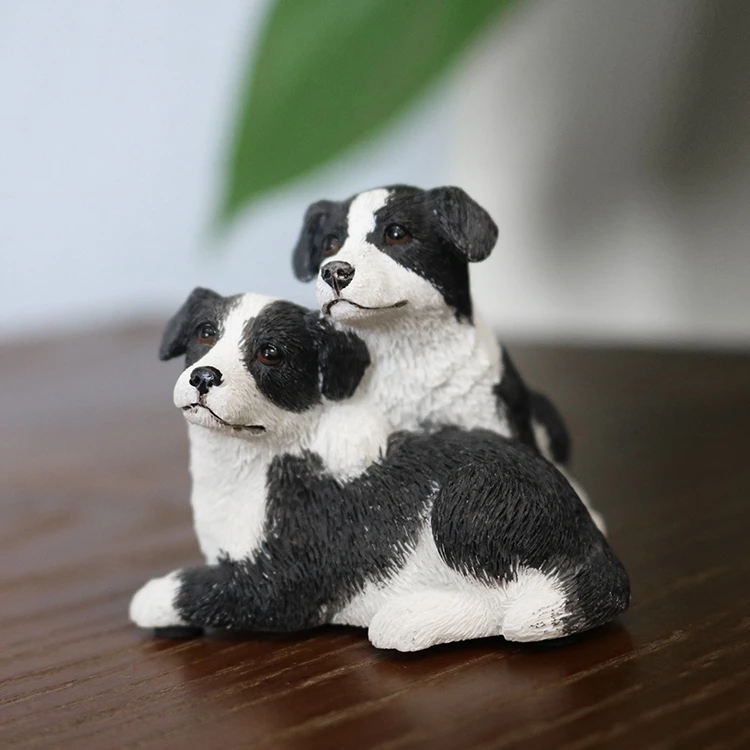 Border Collie Animal Resin Model Action Figure Decoration Simulation Border Collie Dog Pet Figurines Toys Christmas Kids Gift