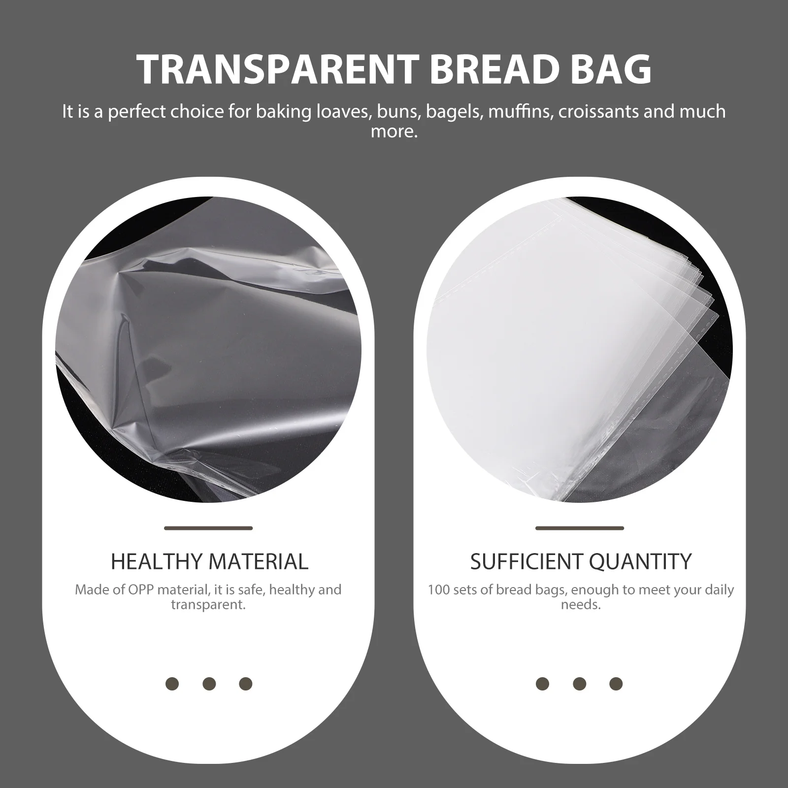 

100 set Clear Bakery Bag Large Capacity Plastic Bread Pouch For Baking Loaves Muffins Croissants Reusable Dessert Storage Bag