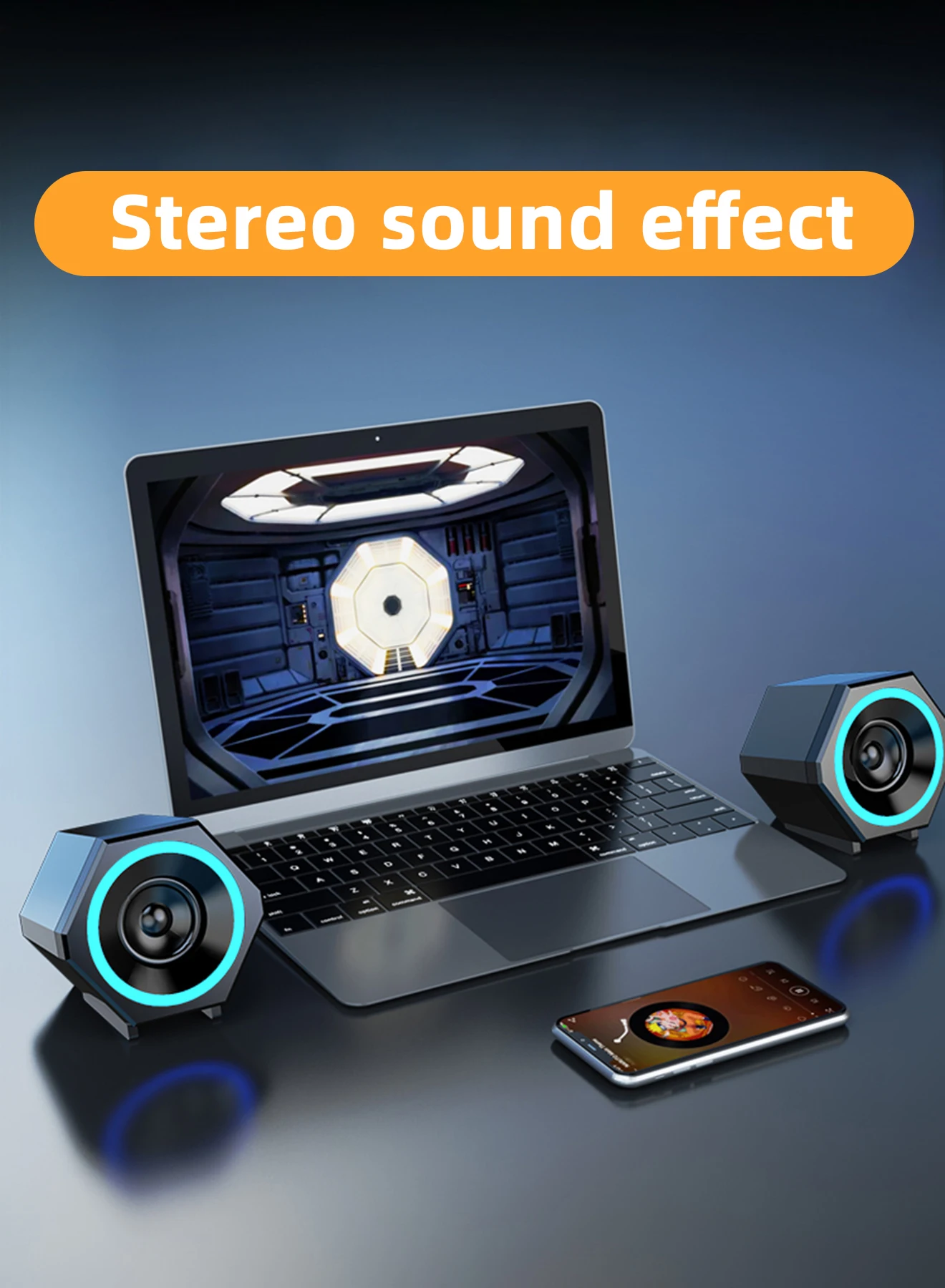 PC Speakers,USB Wired Subwoofer Speakers, Computer PC Speakers Laptop Desktop Small Audio Speaker,USB Powered Computer Stereo