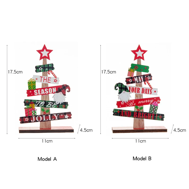 Christmas Decorations Wooden Christmas Tree Small Ornaments DIY Assembly Set Contains 2pcs Wood Diy Kids Christmas Gifts 2022