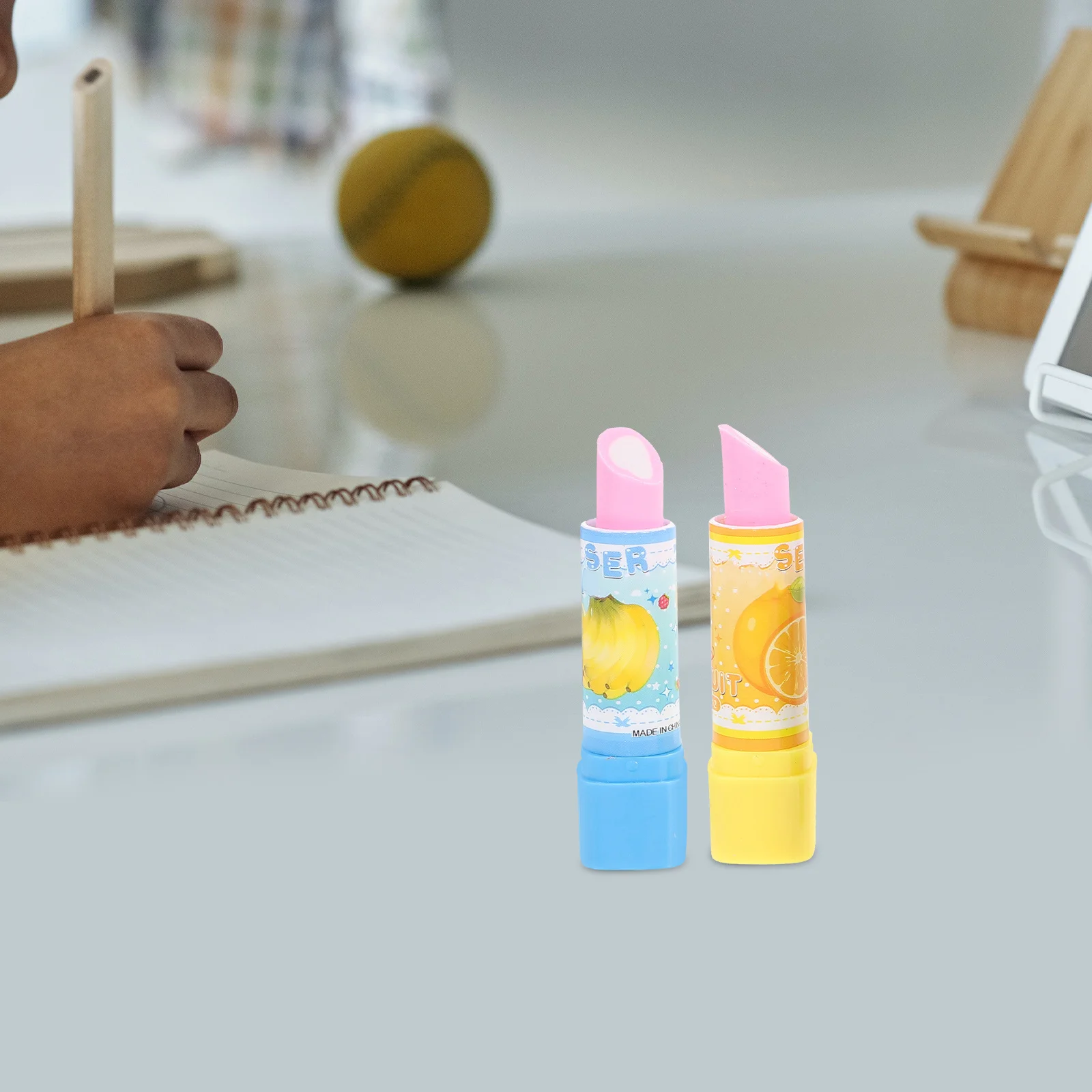 

8 Pcs Novelty Eraser Lipstick Erasers for Kids Fruit Pencil Pattern Shape Student