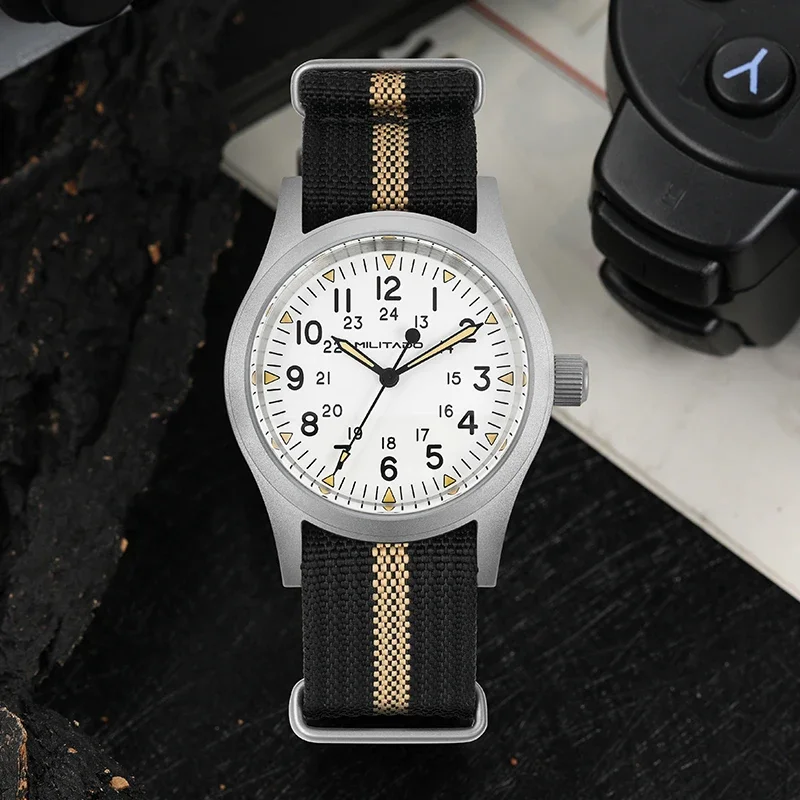 Reloj Militado ML05 de 38mm para hombre, relojes militares de cuarzo VH31, reloj de pulsera de acero inoxidable resistente al agua con revestimiento