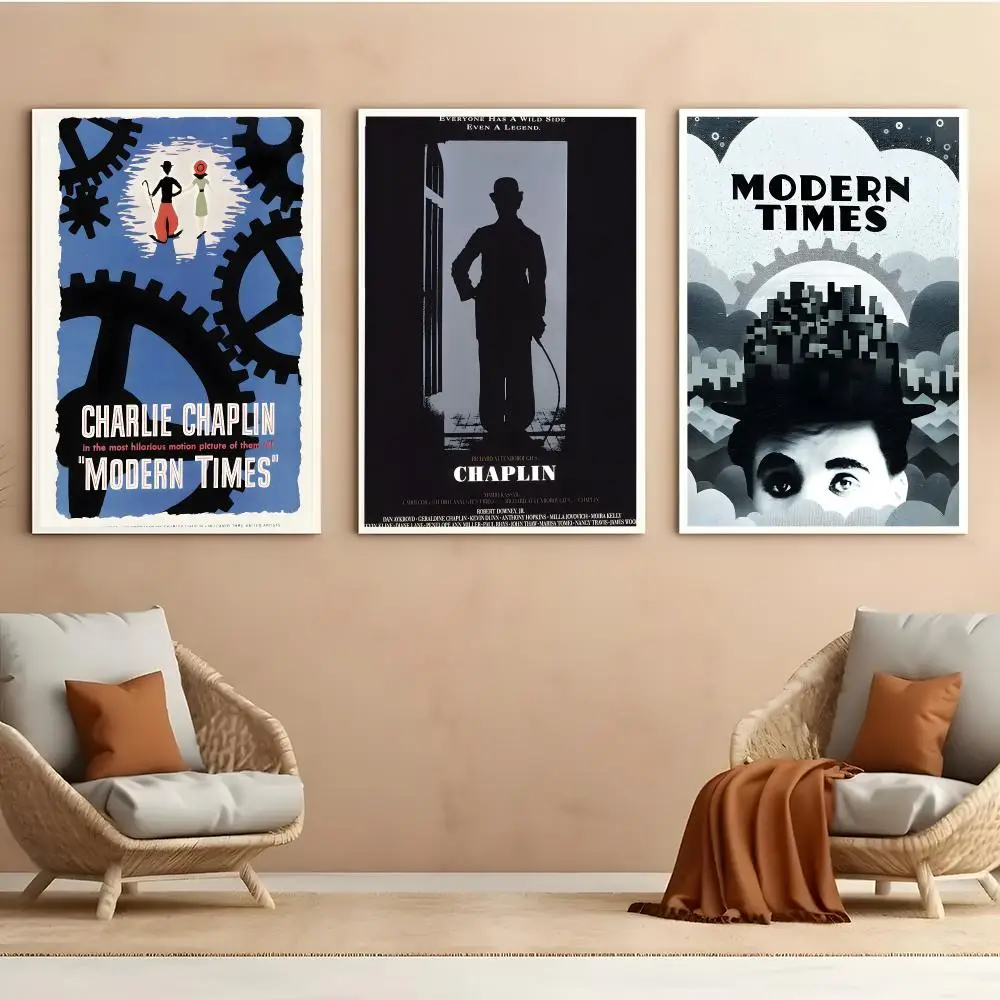 C-Charlie Chaplin Movie Poster Peel And Stick Matte Self Adhesive PVC Easy Apply Removable Waterproof Frameless Home Decor