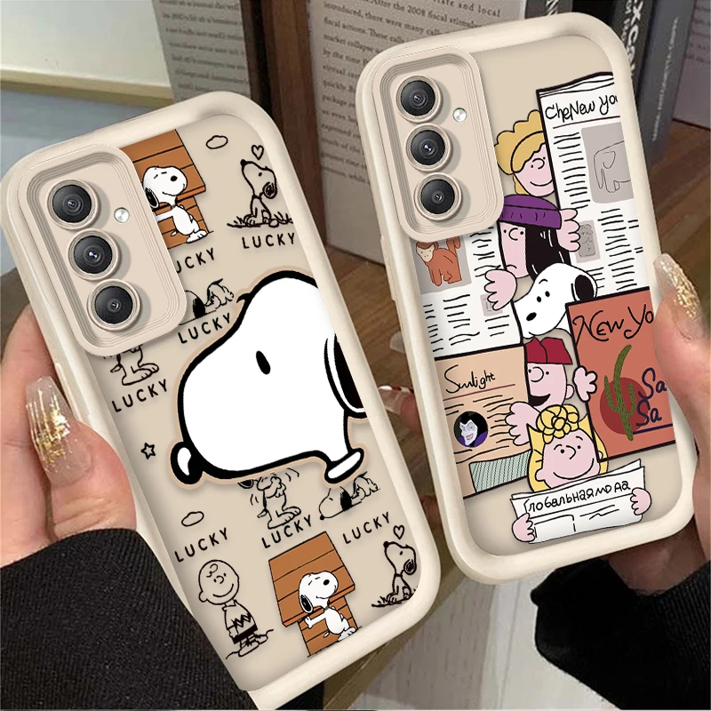 Cute Cartoon S-Snoopys Case for Samsung Galaxy S24 S23 S22 S21 Ultra Plus FE A54 A34 A14 A73 A53 A33 5G Soft Silicone Back Cover