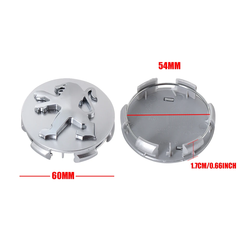 56/60MM 4pcs Car Wheel Center Hub Cap Badge Cover For Peugeot 2008 3008 4008 5008 207 208 307 308 107 408 108  Auto Decoration