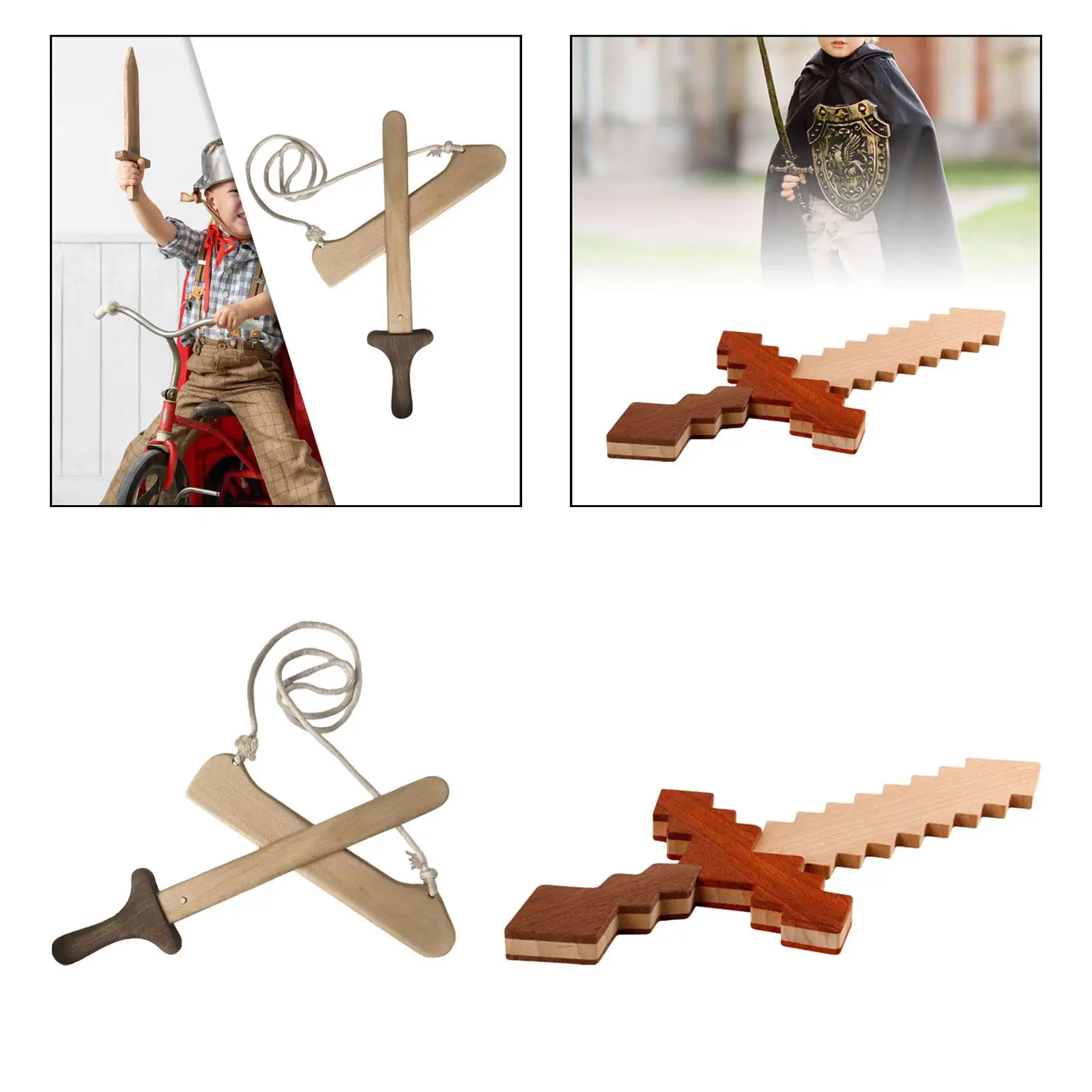 Épée en bois, jeu de simulation, épée médiévale pour garçons et filles, enfants du moyen âge