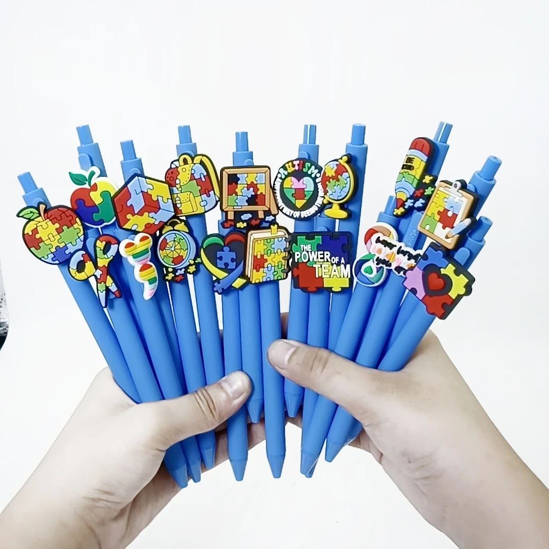 

18PCS simple to encourage autism series gender-neutral pen, candy-colored patch creative gift pen PVC soft rubber material push