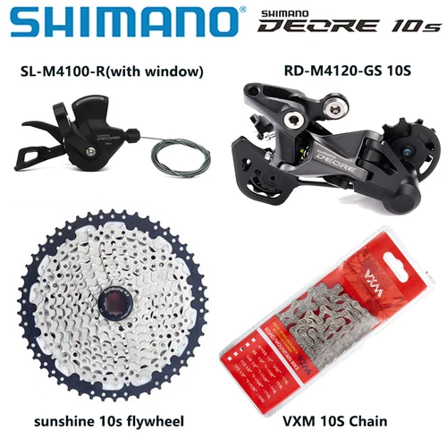 SHIMANO DEORE M4100 grupo de bicicleta de montaña MTB de 10 velocidades 1x10 palanca de cambios de velocidad M4120 desviador trasero casete Sunshine cadena VXM