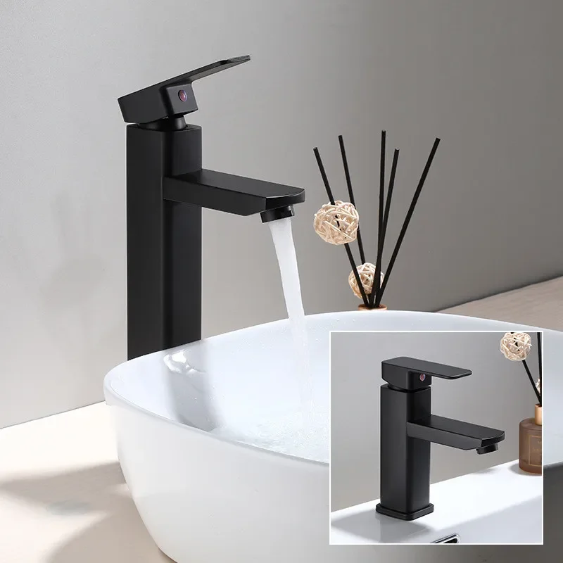 

Black Bathroom Faucet Stainless Steel Bathroom Basin Faucet Cold Hot Water Basin Mixer Sink Tap Deck Mounted Wash Tap