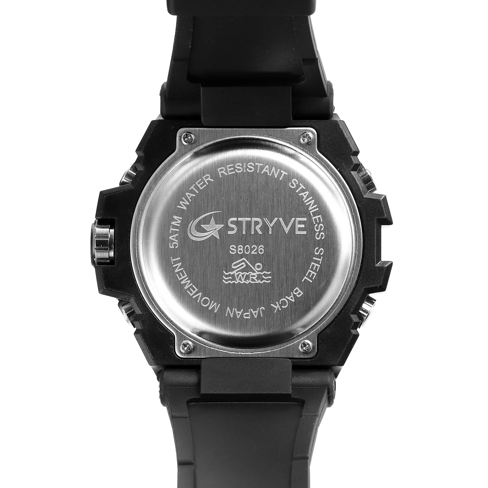 STRYVE Men's Watches 8026 Fashion Watch for Man 5ATM Waterproof Men's Clock High Quality Digital-Analog Movement Silicone Strap
