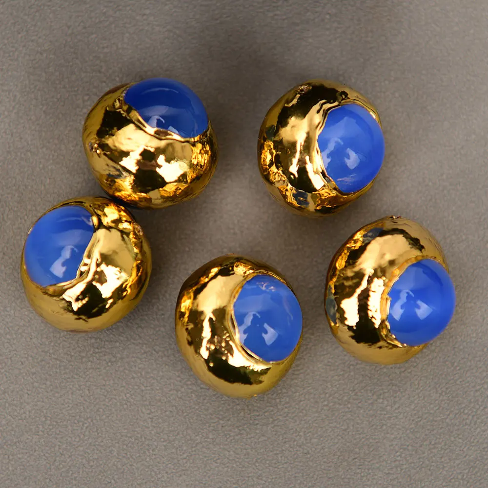 APDGG 10 Pcs Natural Blue Cat Eye Loose Spacer Beads Connector Jewelry Making DIY