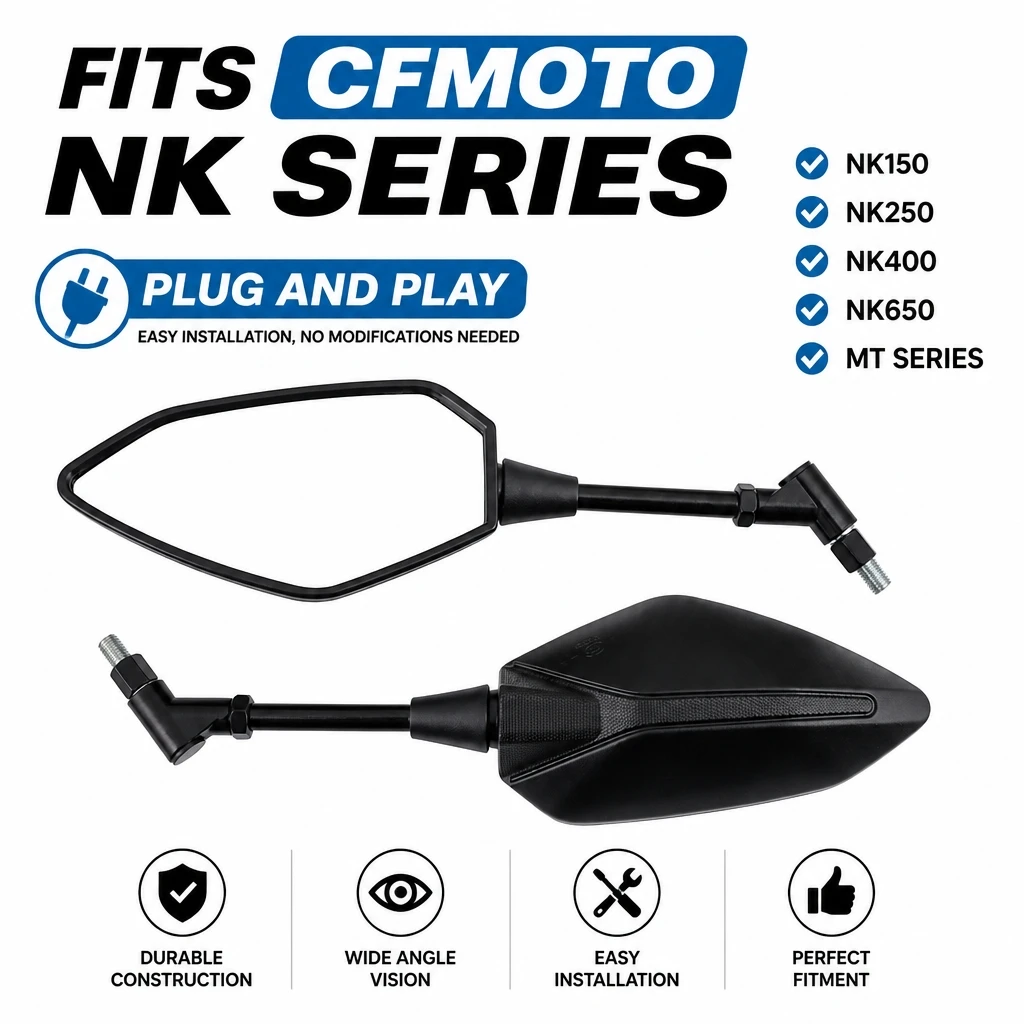 Motorcycle Rearview Mirror Pair Left Right Side Mirror For CFMOTO NK150 NK250 NK400 NK650 MT Universal 10mm Thread Rear View