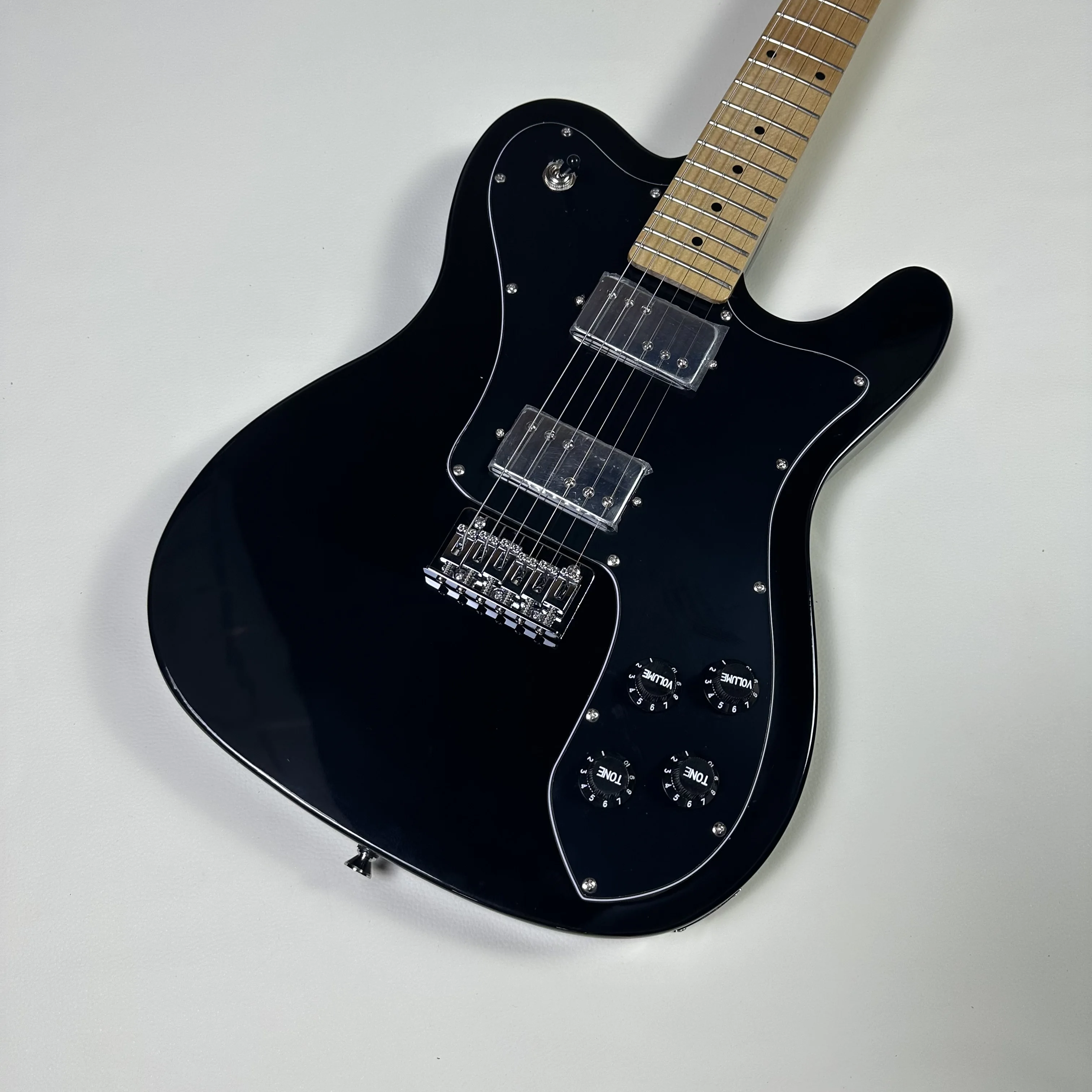 جيتار كهربائي TL 72 أسود عالي الجودة متوفر في المخزون، لوحة أصابع من خشب القيقب، كبير الحجم #1