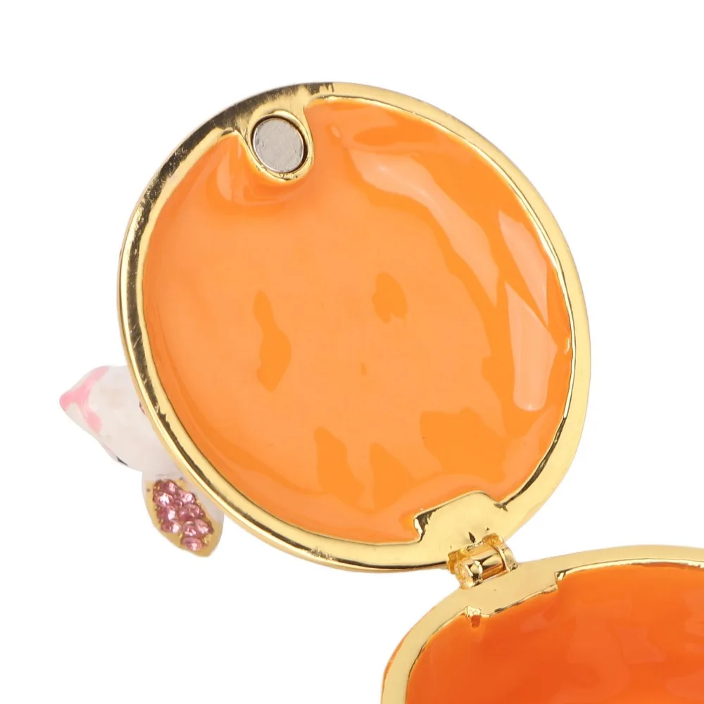 Zinc Alloy Floral Trinket Box Hinged Lid Enamel Jewelry Organizer Compact Size Floral Pattern Decorative Trinket Box