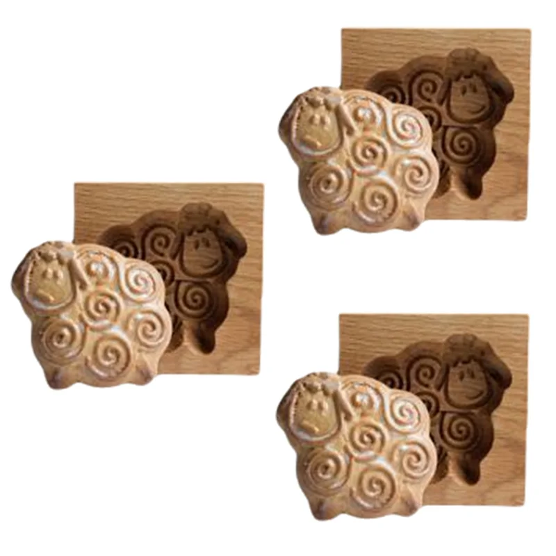 

AA21-Wooden Cookie Mold Embossed Mold, 3D Carved Wooden Animal Cookie Mold