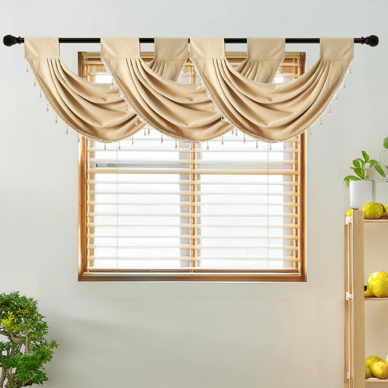 LEEJOOM Solid Curtain Window Valance Curtain Head Luxury Window Decor for Bay Window Balcony Home Decor 1PC