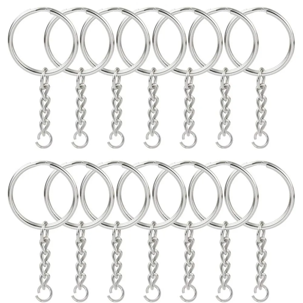 10/50/100Pcs Metal Blank Keyring Keychain With Split Jump Ring Connector DIY Women Men Jewelry Making Supplies Craft Accessories