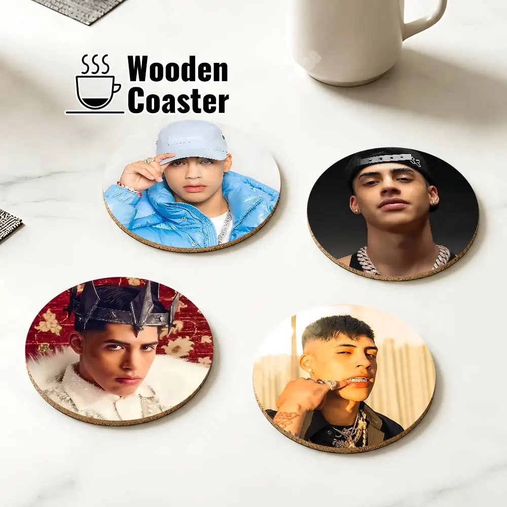 C-Cris MJ Rapper Si No Es Contigo Wooden Cup Mat Cappuccino Vodka Juice Water Coaster for Flower Shop