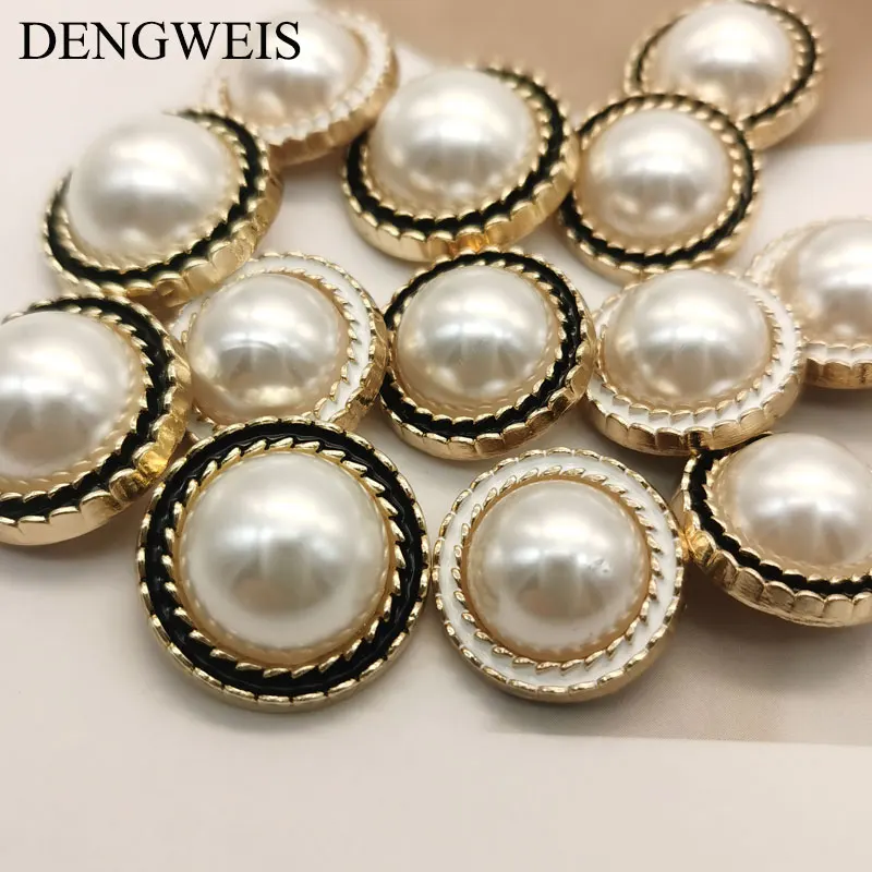 Retro Pearl Button Luxury Metal Buttons for Diy Clothing Coat Sweater Suit Female Decorative Metal Buttons Sewing Accessories