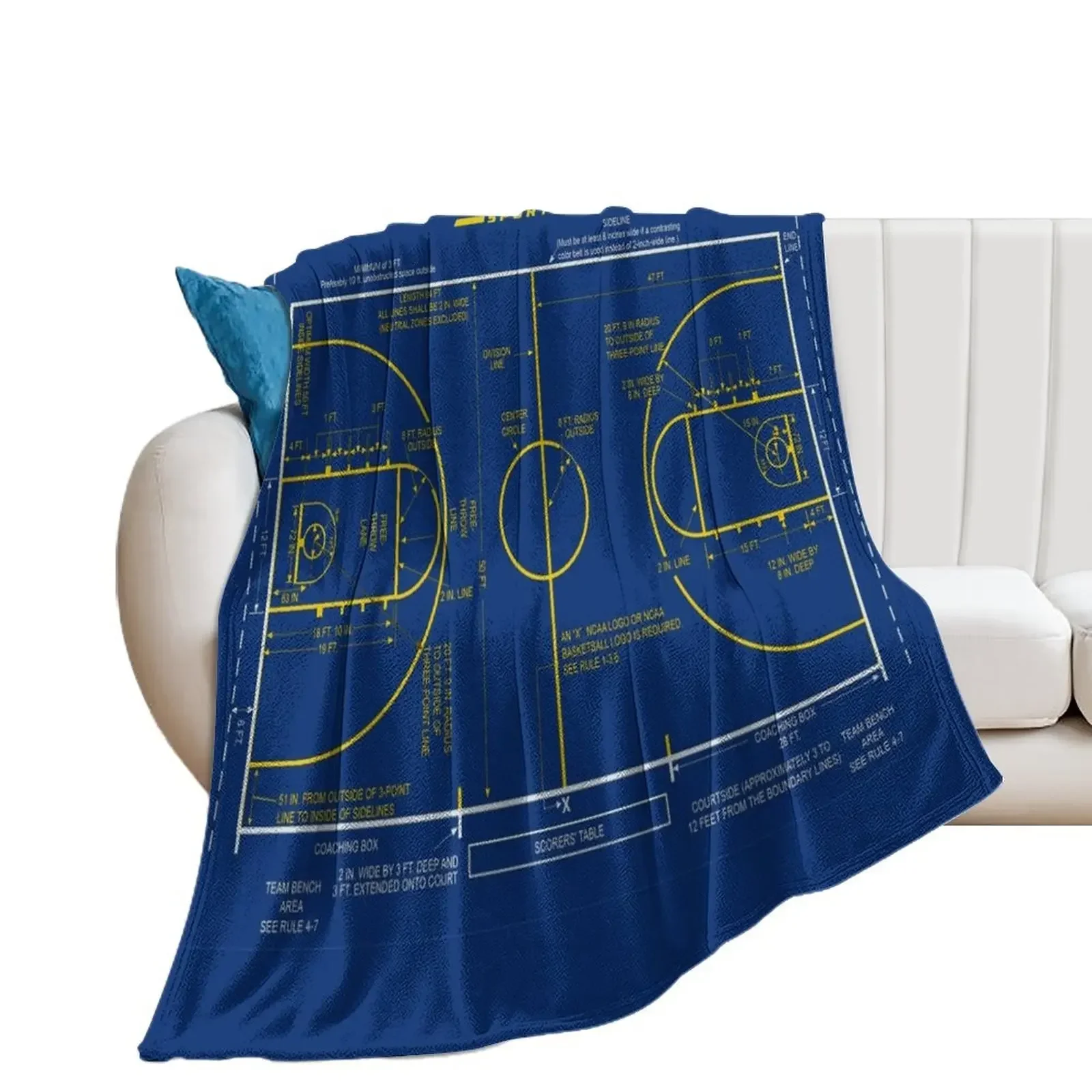 

College Basketball Court Diagram Schematic for Basketball Lovers Throw Blanket Decorative Beds Thins Furrys Blankets