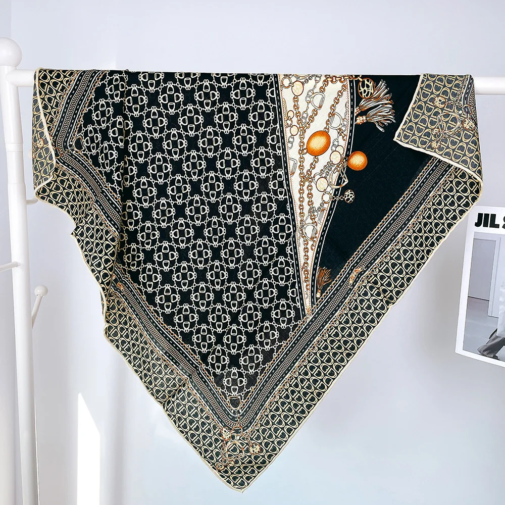 Women Accessories Brands - Double Faced Print Wool Scarf 90CM