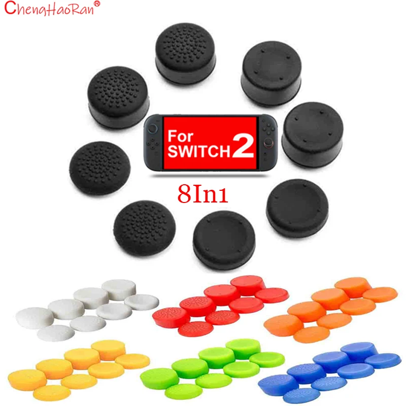 

1Set 8-in-1 Silicone Cap For Switch 2 Joystick Protective Cap Set Color Height Increasing Cap Competitive Button Cap