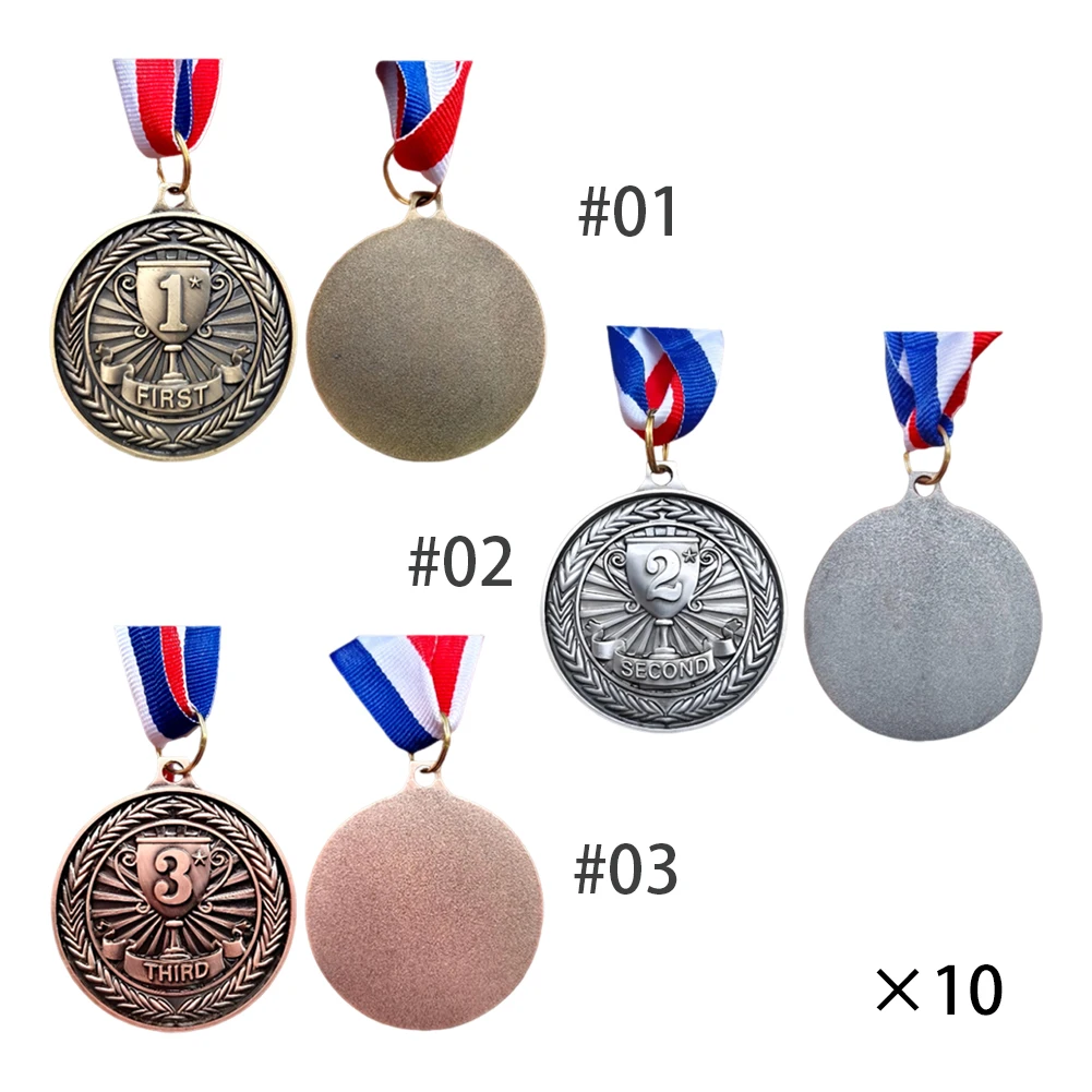

10 шт. золотые/серебряные/бронзовые медали, награды с лентой на шею, награды для соревнований, медали, мемориальная медаль для шоу талантов, вечеринок, гонок