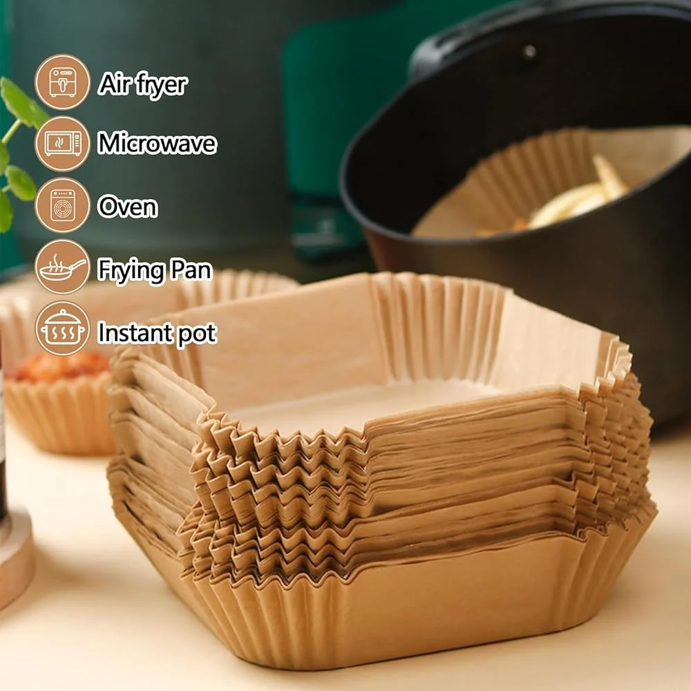 9 Inch Disposable Air Fryer Liners 125PCS Non-Stick Oil Proof High Temperature Resistant Baking Paper Cooking Appliances