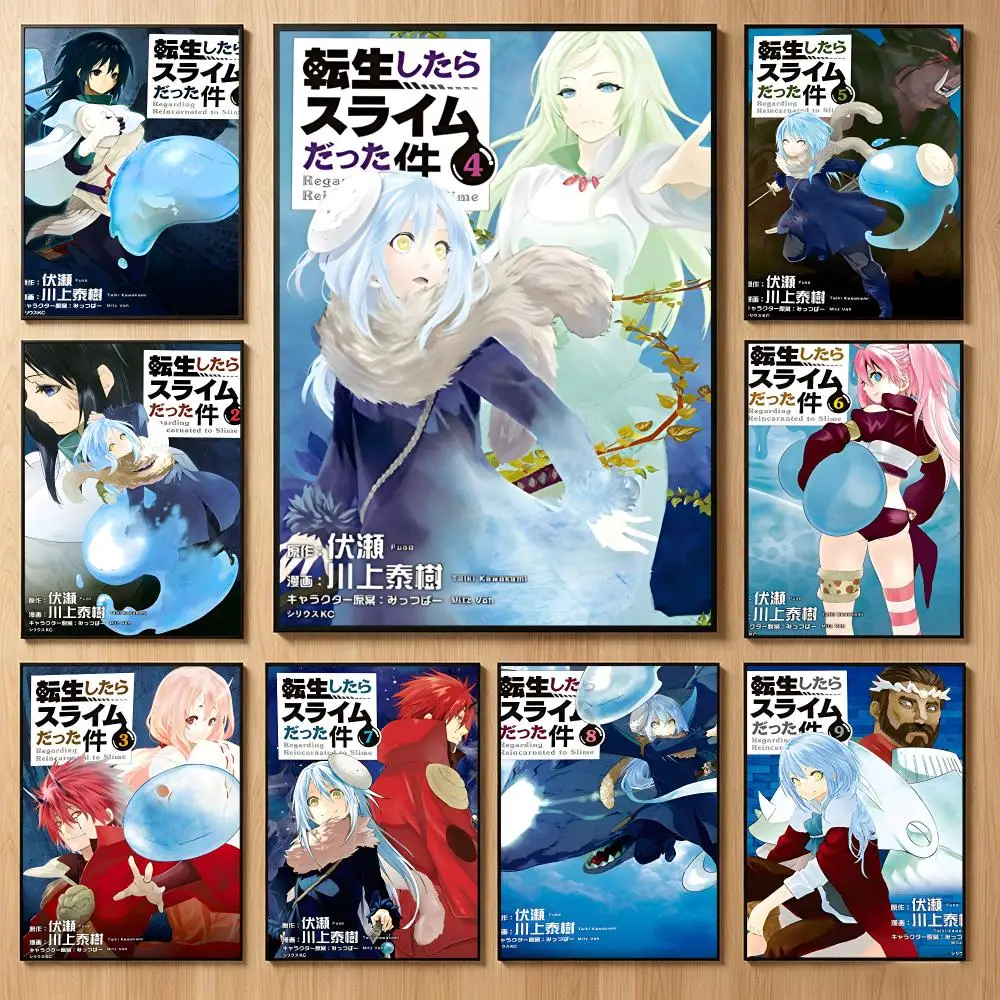 manga isekai That Time I Got Reincarnated As A Slime Poster Classic Self-Adhesive PP Wall Sticker for Living Room Bar Decor Gift