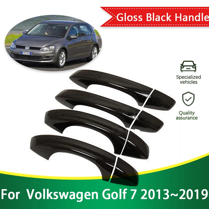 

for Volkswagen VW Golf 7 Mk7 2013~2019 Gloss Black Outer Door Handle Cover Protective Styling Sticker Trim Car Accessories Parts