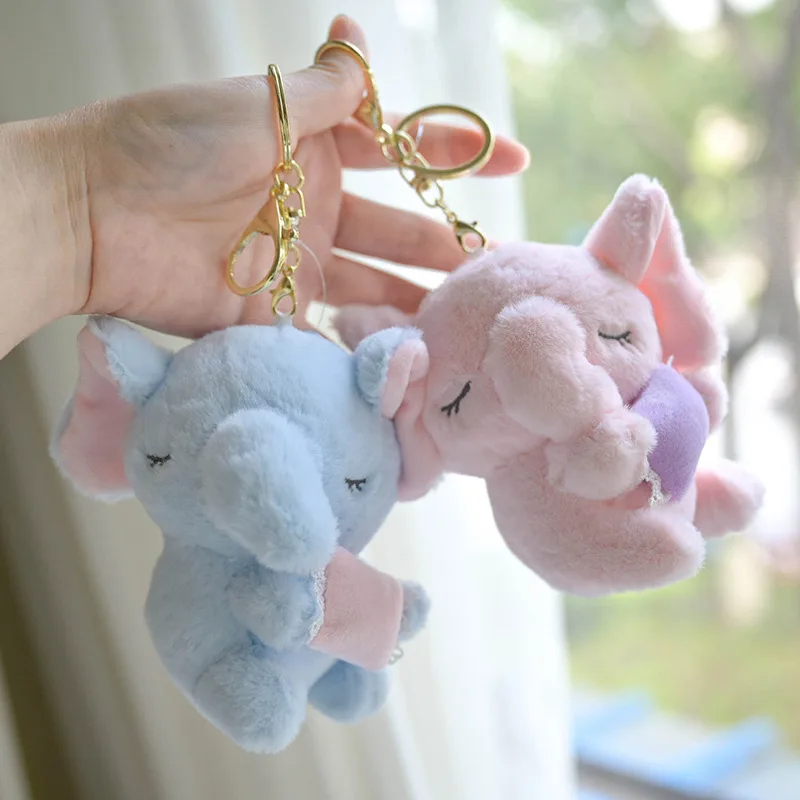 new popular Cute exquisite  Lovely Sleepy Elephant plush toy keychain doll funny decorate couple birthday  gift