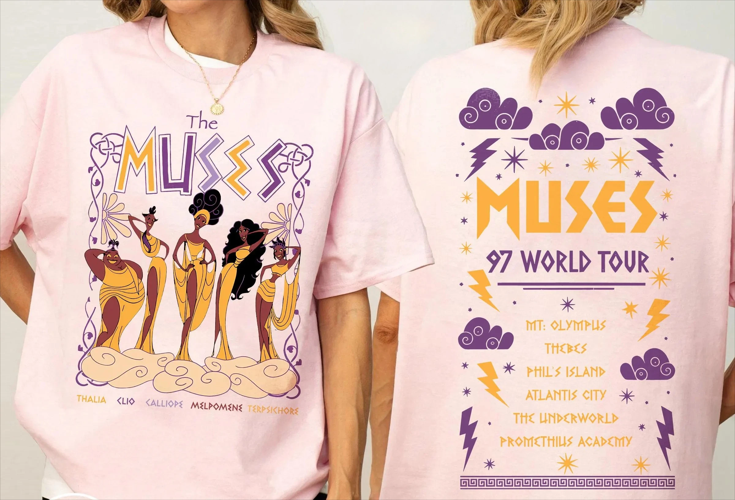 Nuevo 2025 Vintage Disney Hercules The Muses 97 World Tour camisas Retro Disney Hercules Diva Muses Song concierto camisa