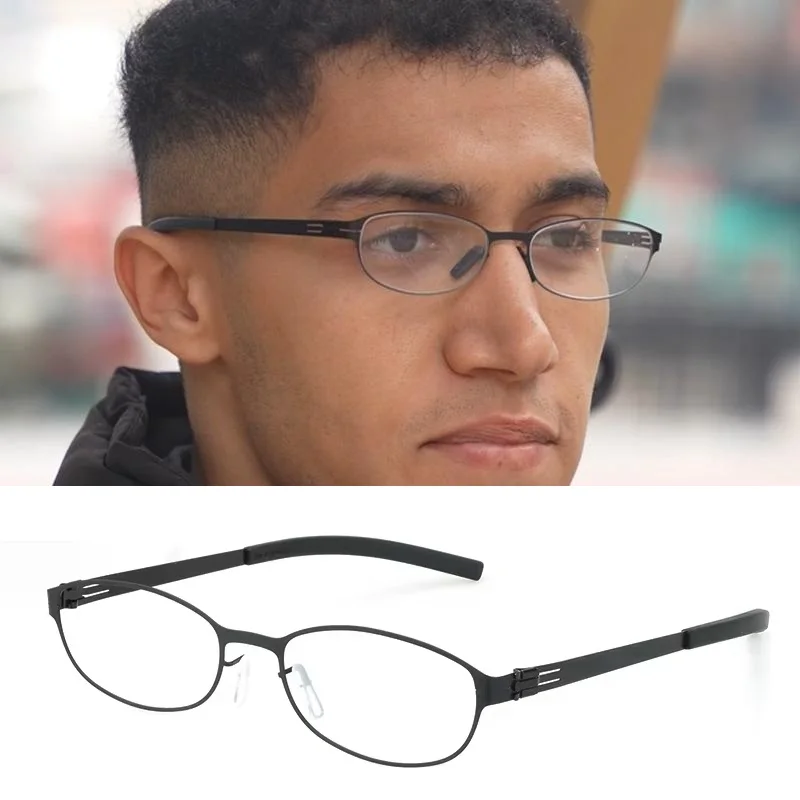 Classic Small Square Glasses Frame Men Eyeglasses Super Narrow Reading Eyewear Spectacles Germany Design Screwless Optical Lens