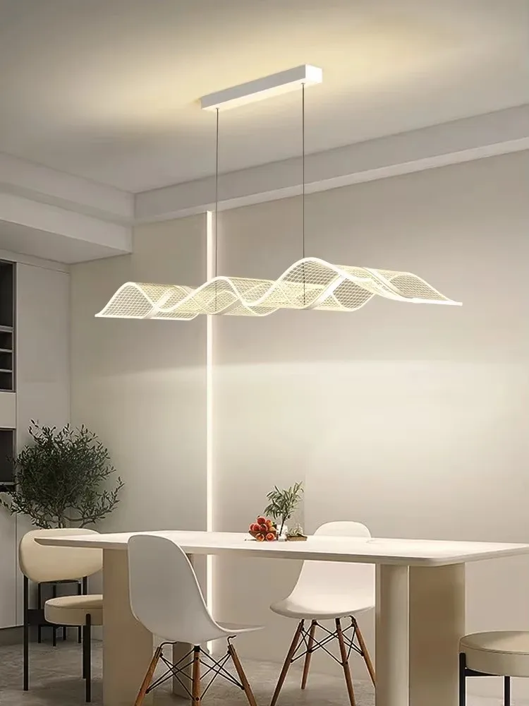 Morden LED Wave Restaurant Pendant Light Living Room Kitchen Home Decor Table  Indoor Lighting Hanging Lights White Black Lustre