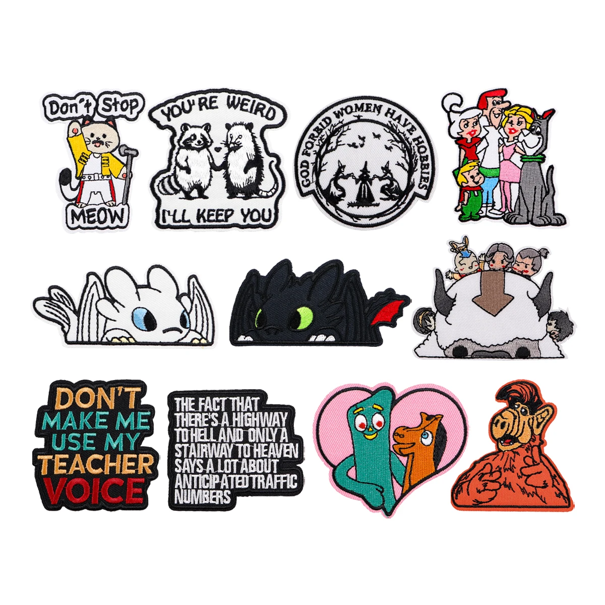 

Funny Quotes Cartoon Dragon Embroidered Patch for Clothing Jackets Anime Patch DIY Iron on Patches Applique Accessories Stickers