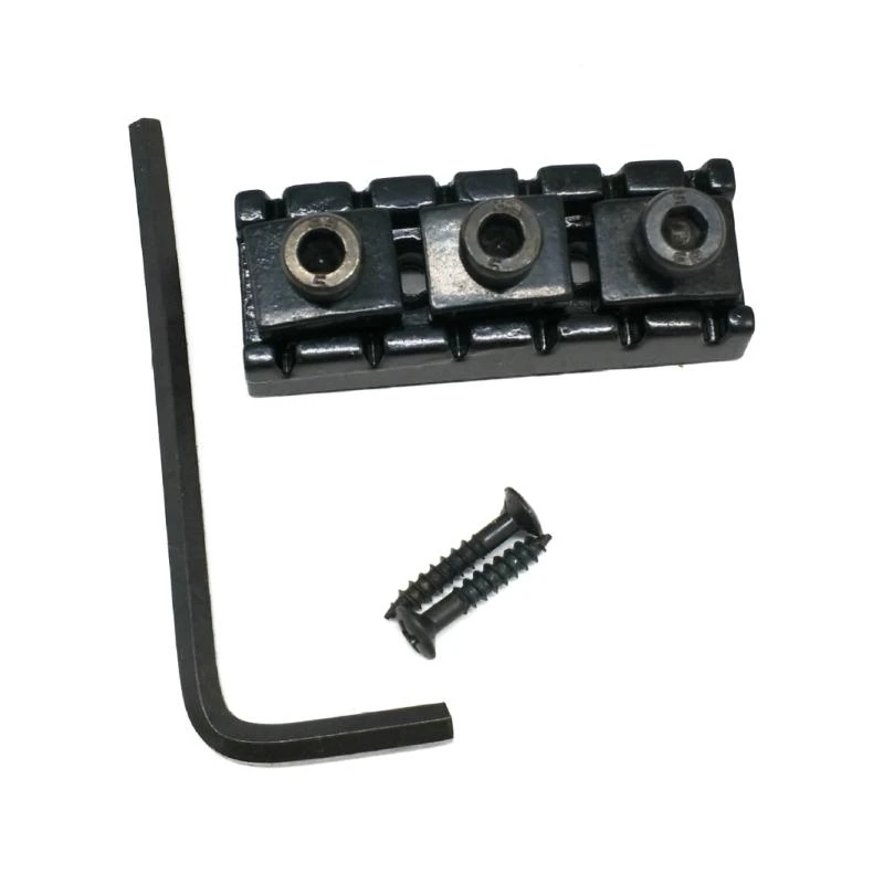 Guitar Lock Nut Zinc Alloy Guitar String Locking Nut with Mounting Screw, Wrench