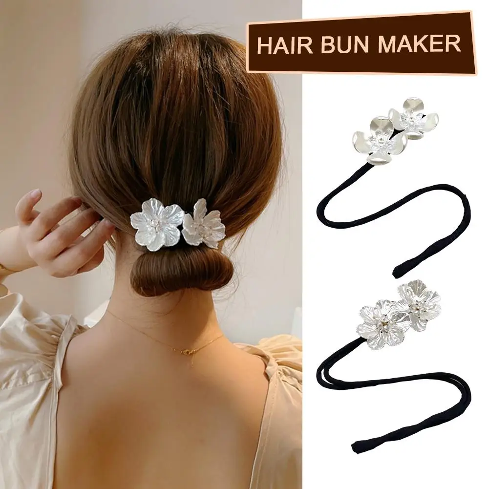 

Shell Flower Bun Maker Flower Bud Head Bun Maker Bow Women Lazy Hair Pin Styling Hair Braiders Dish Hair Pearl Artifact O1C1