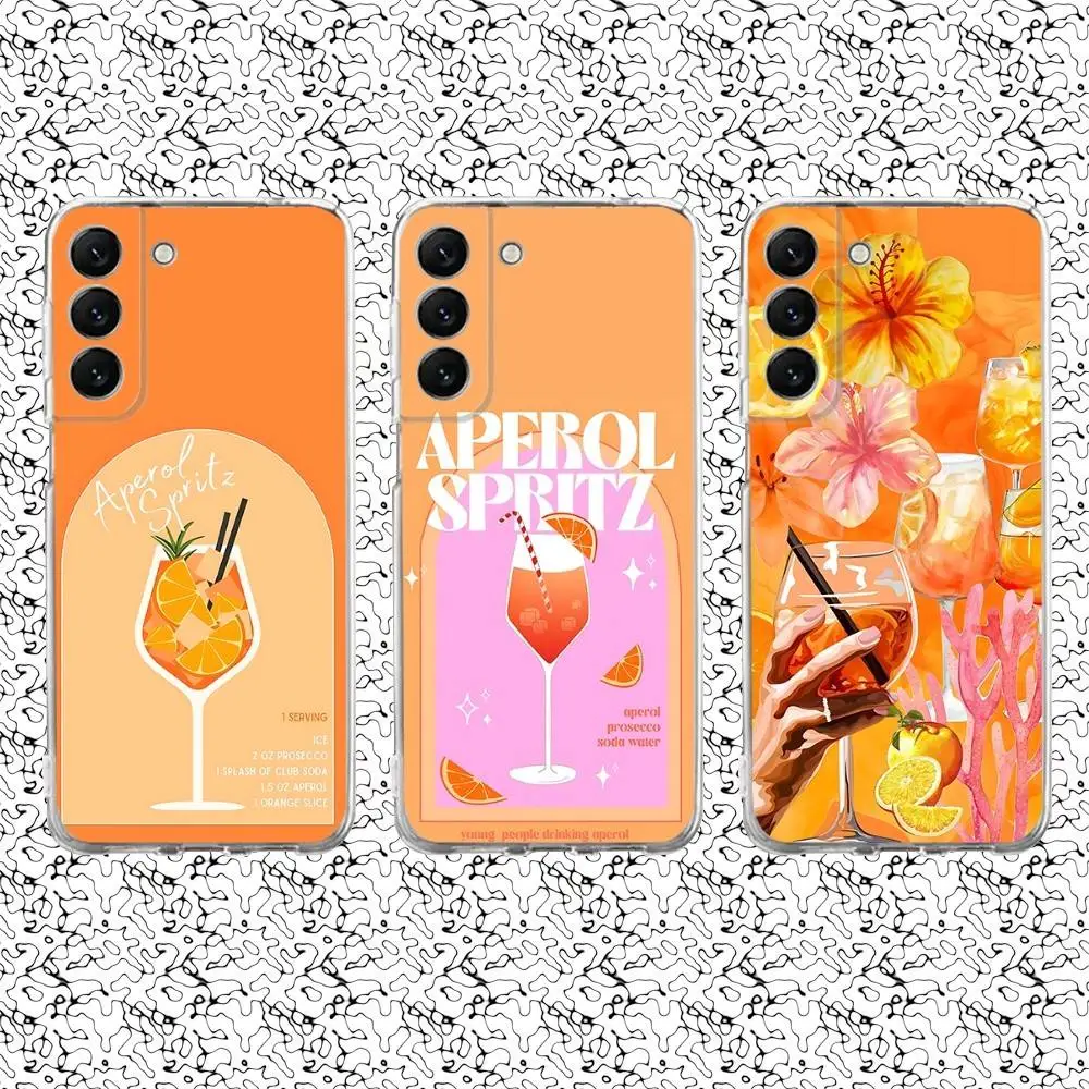 

Aperol Spritz Art Phone Case For Samsung S24,30,21,22,23,20 FE,lite,PIus,Ultra,5G,Note,9,10 Transparent Cover