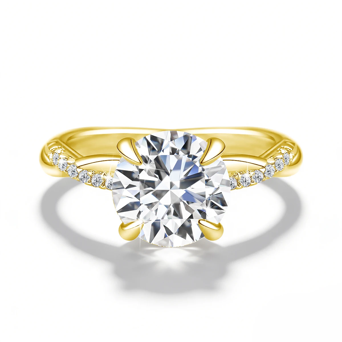 14K Gold Filled 2ct Round Cut Moissanite Wedding Rings For Women Minimalist Delicate Finger Tail Joint Jewelry