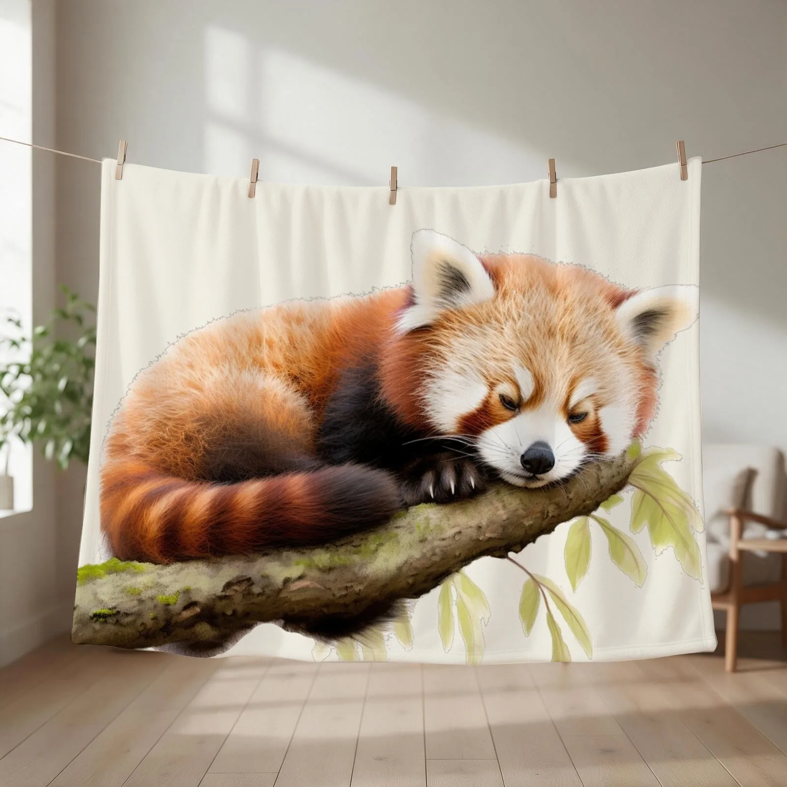 Sleepy red panda Throw Blanket couch cozy soft plush fuzzy picnic outdoor blanket