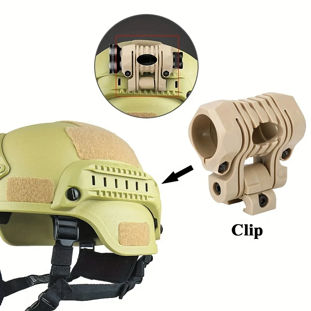 BOOIU 25mm Helmet Flashlight Holder Multi-Angle Plastic Light Clamp Mount Accessory for Fast Helmets