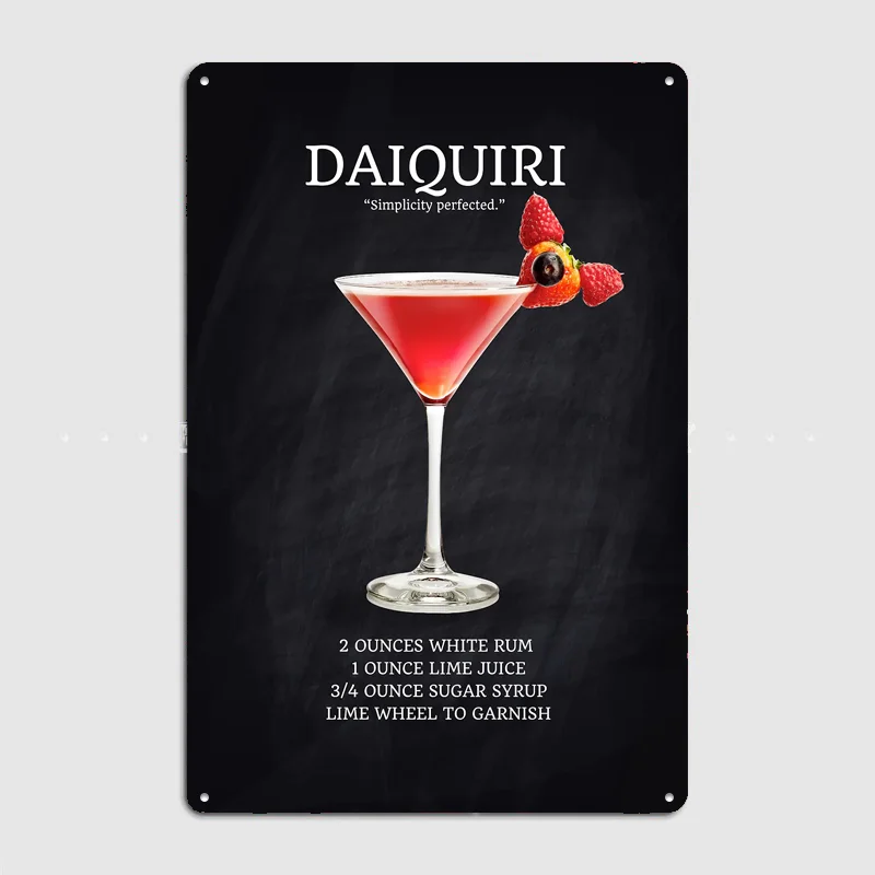 Daiquiri Cocktail Recipe Drink Poster Retro Metal Custom Sign Pub Club Room Decoration Bar Posters Indoor Home Wall Decor